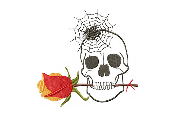 Halloween Skull and Rose